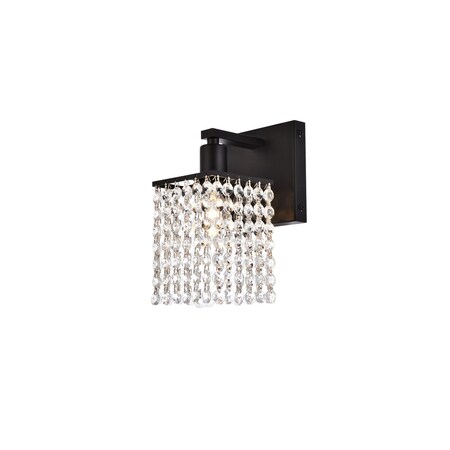 Living District Phineas 1 Light Bath Sconce In Black With Clear Crystals LD7006BK